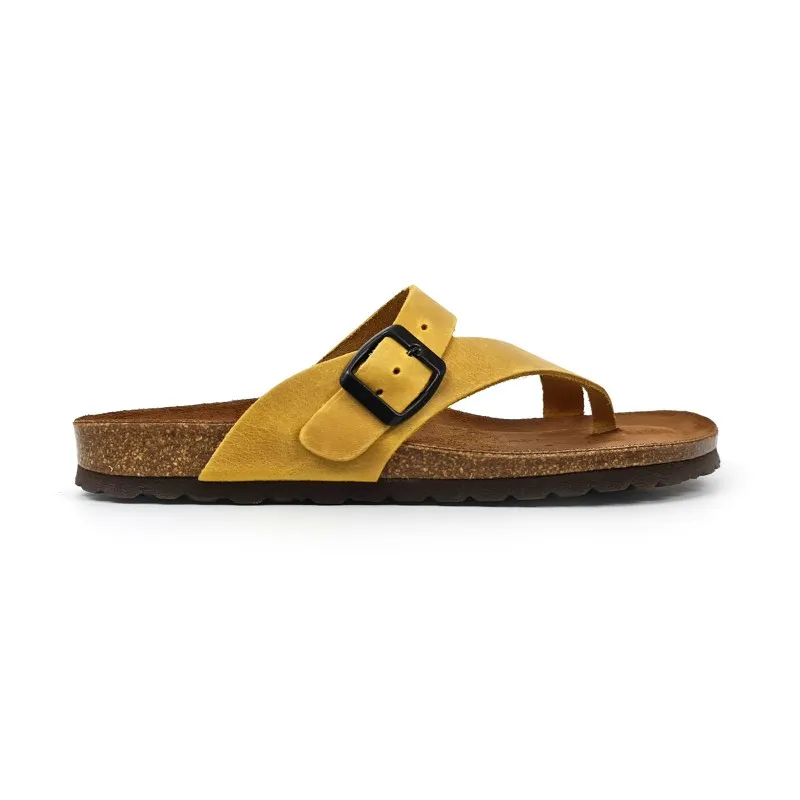 Sandalias Bio Mujer Piel Plantilla Acolchada 501 Amarillo, de Blusandal