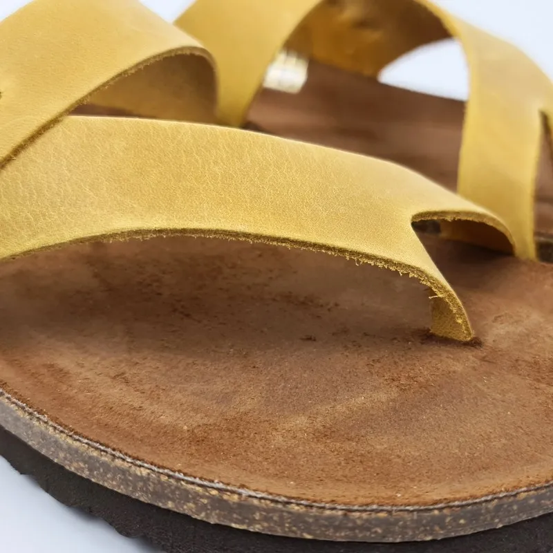 Sandalias Bio Mujer Piel Plantilla Acolchada 501 Amarillo, de Blusandal