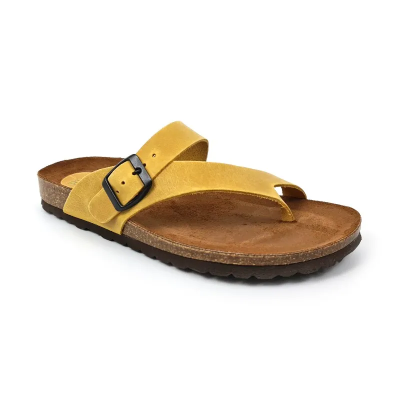 Sandalias Bio Mujer Piel Plantilla Acolchada 501 Amarillo, de Blusandal