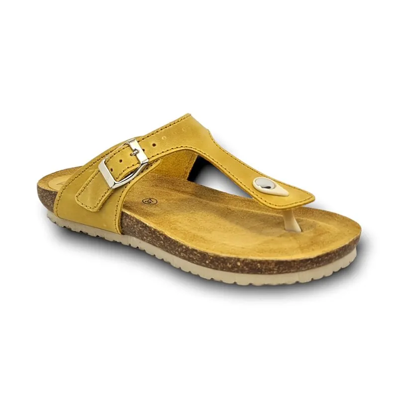 Sandalias Bio Mujer Piel Plantilla Acolchada 502BLU Amarillo, de Blusandal