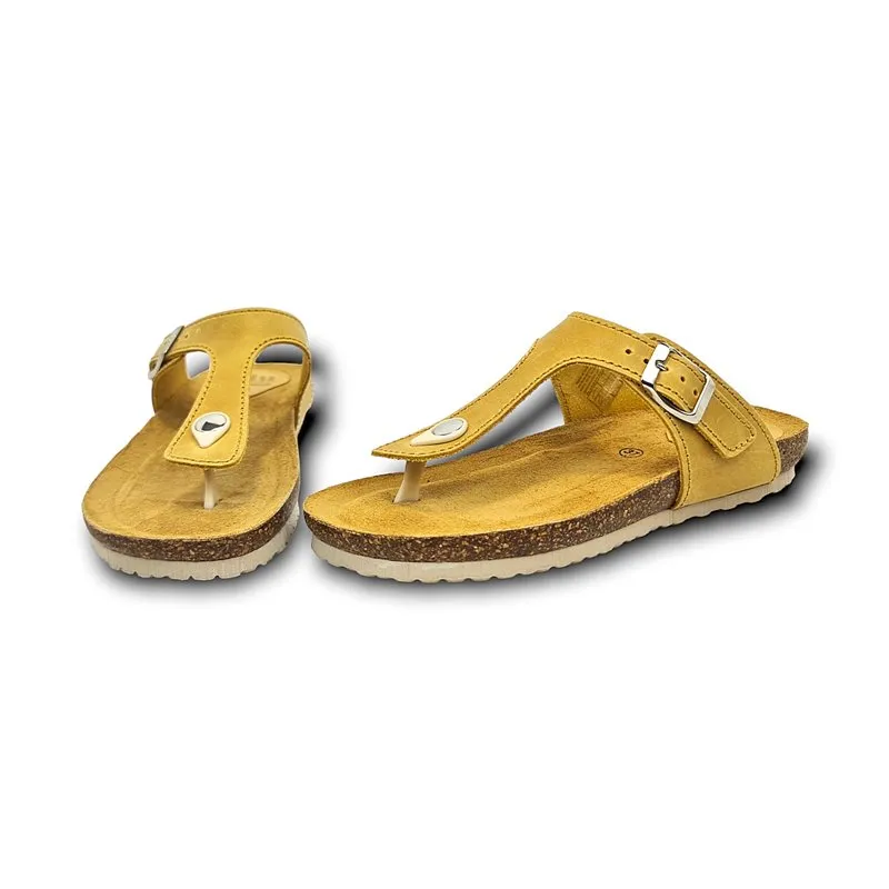 Sandalias Bio Mujer Piel Plantilla Acolchada 502BLU Amarillo, de Blusandal