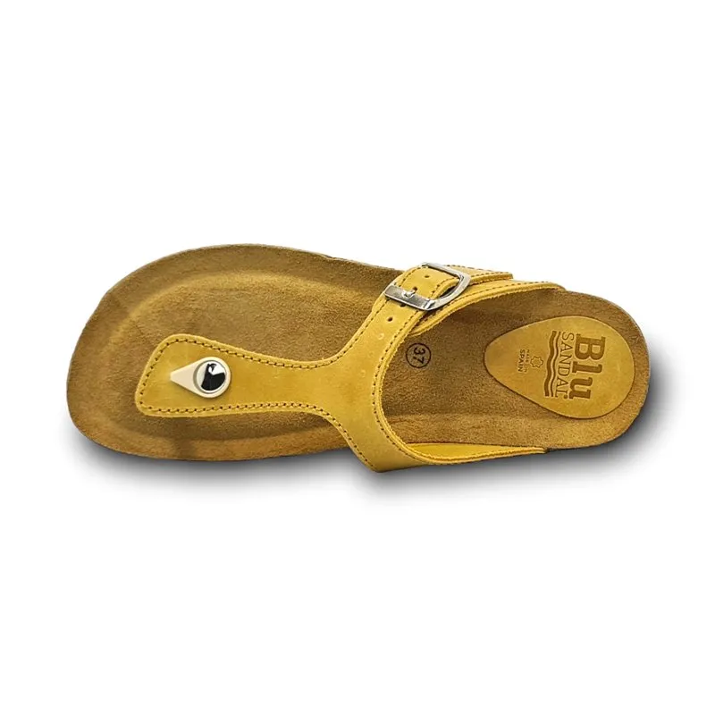 Sandalias Bio Mujer Piel Plantilla Acolchada 502BLU Amarillo, de Blusandal