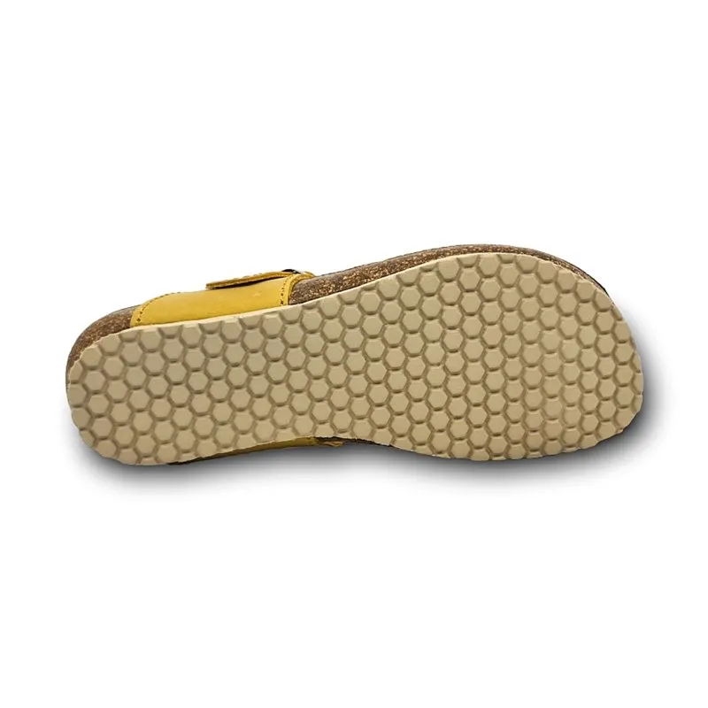 Sandalias Bio Mujer Piel Plantilla Acolchada 502BLU Amarillo, de Blusandal