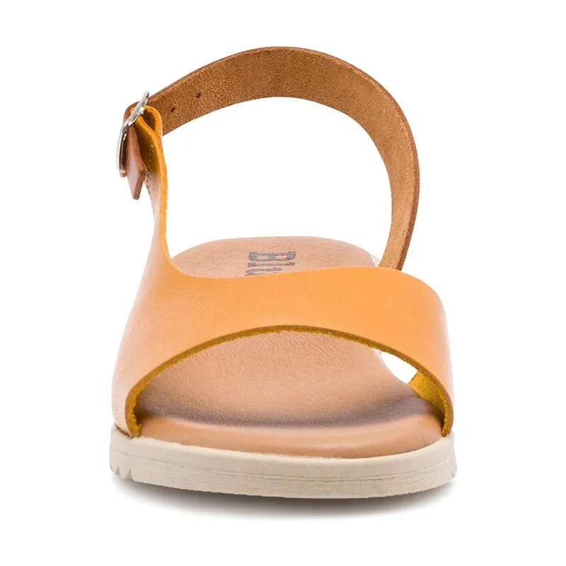 Sandalias Cuña Baja Mujer Piel Plantilla Acolchada 1115 Amarillo, de Blusandal