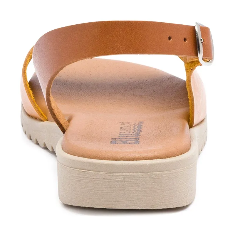 Sandalias Cuña Baja Mujer Piel Plantilla Acolchada 1115 Amarillo, de Blusandal