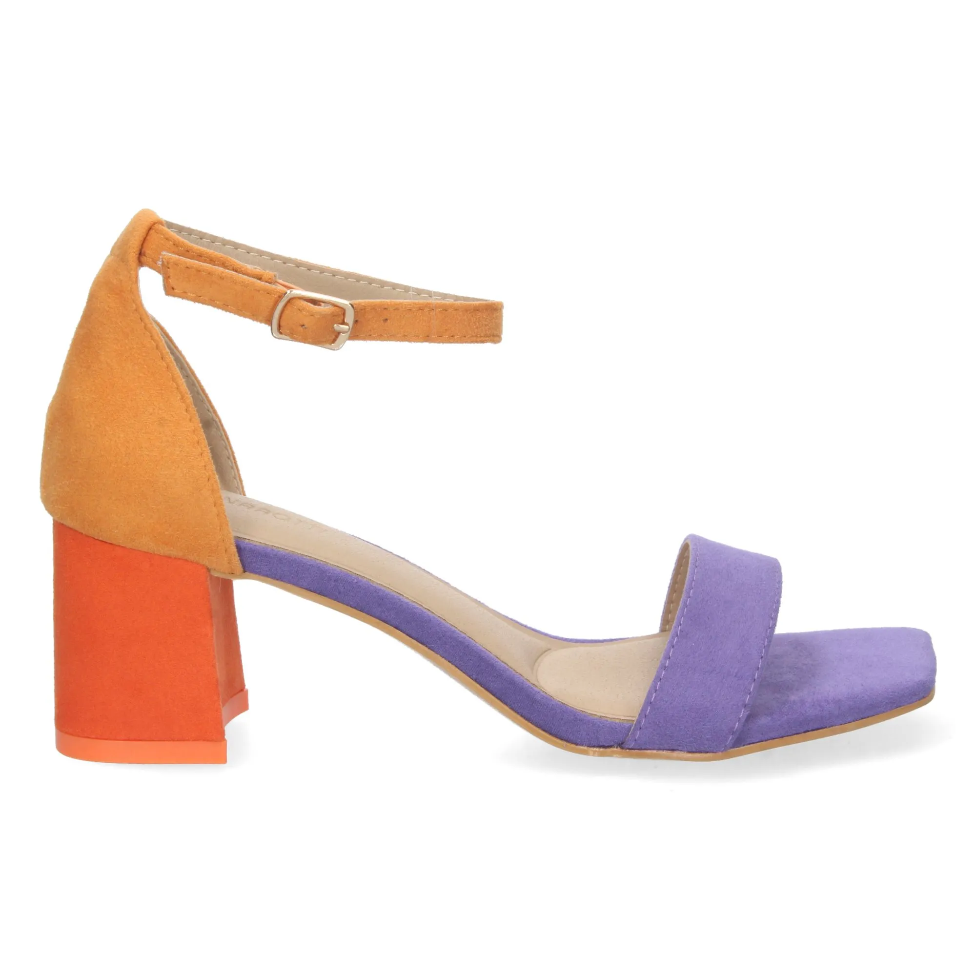 Sandalias de tacón bajo hebilla mujer amarillo