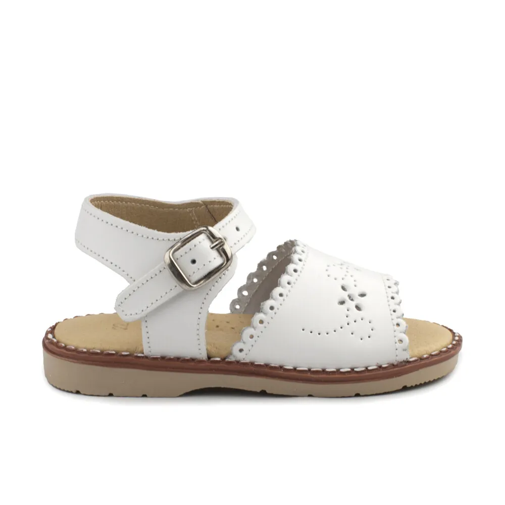 Sandalias Niña Blanca Piel Troquelado