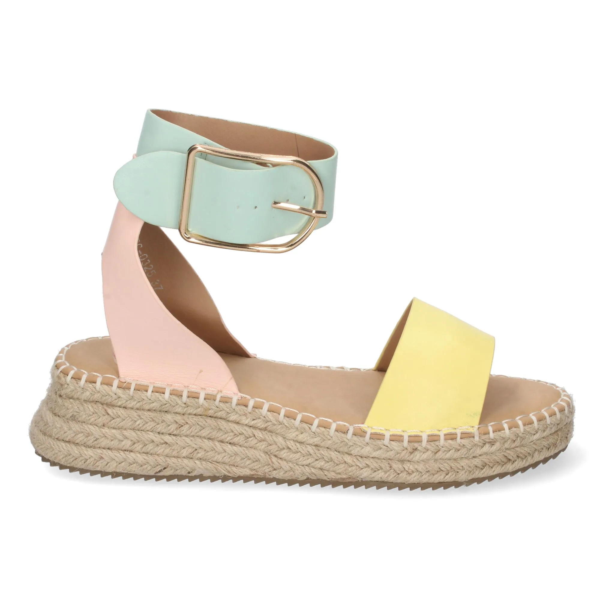 Sandalias planas mujer con yute color amarillo
