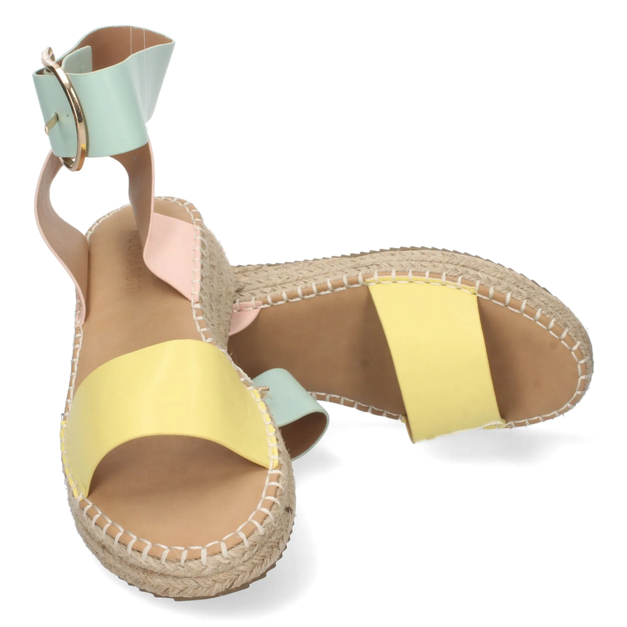 Sandalias planas mujer con yute color amarillo