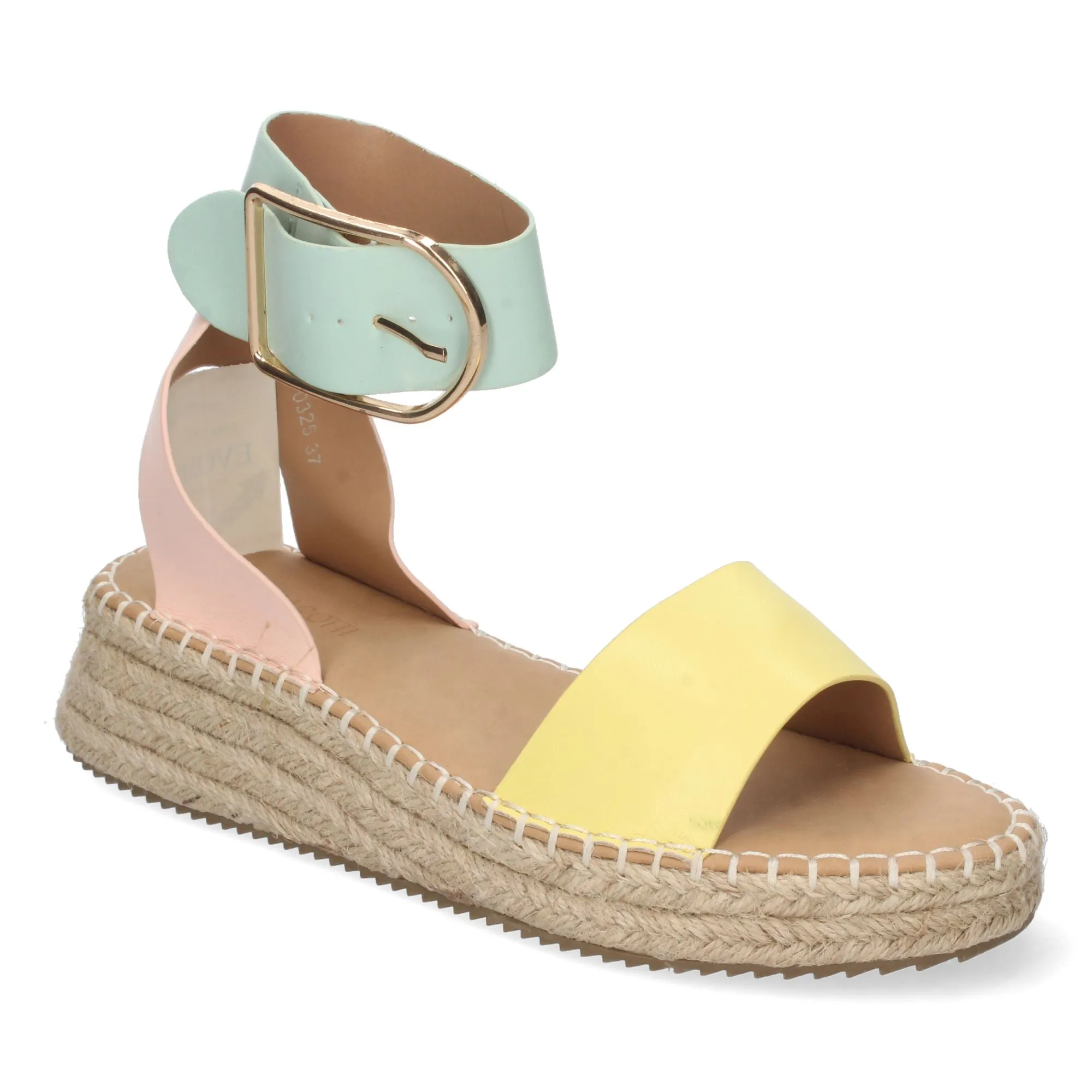 Sandalias planas mujer con yute color amarillo