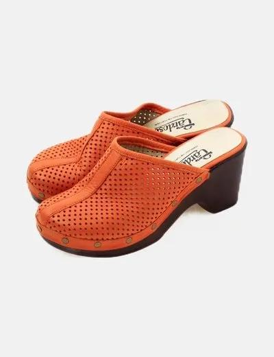Sapataria Cardoso Zueco naranja tacón