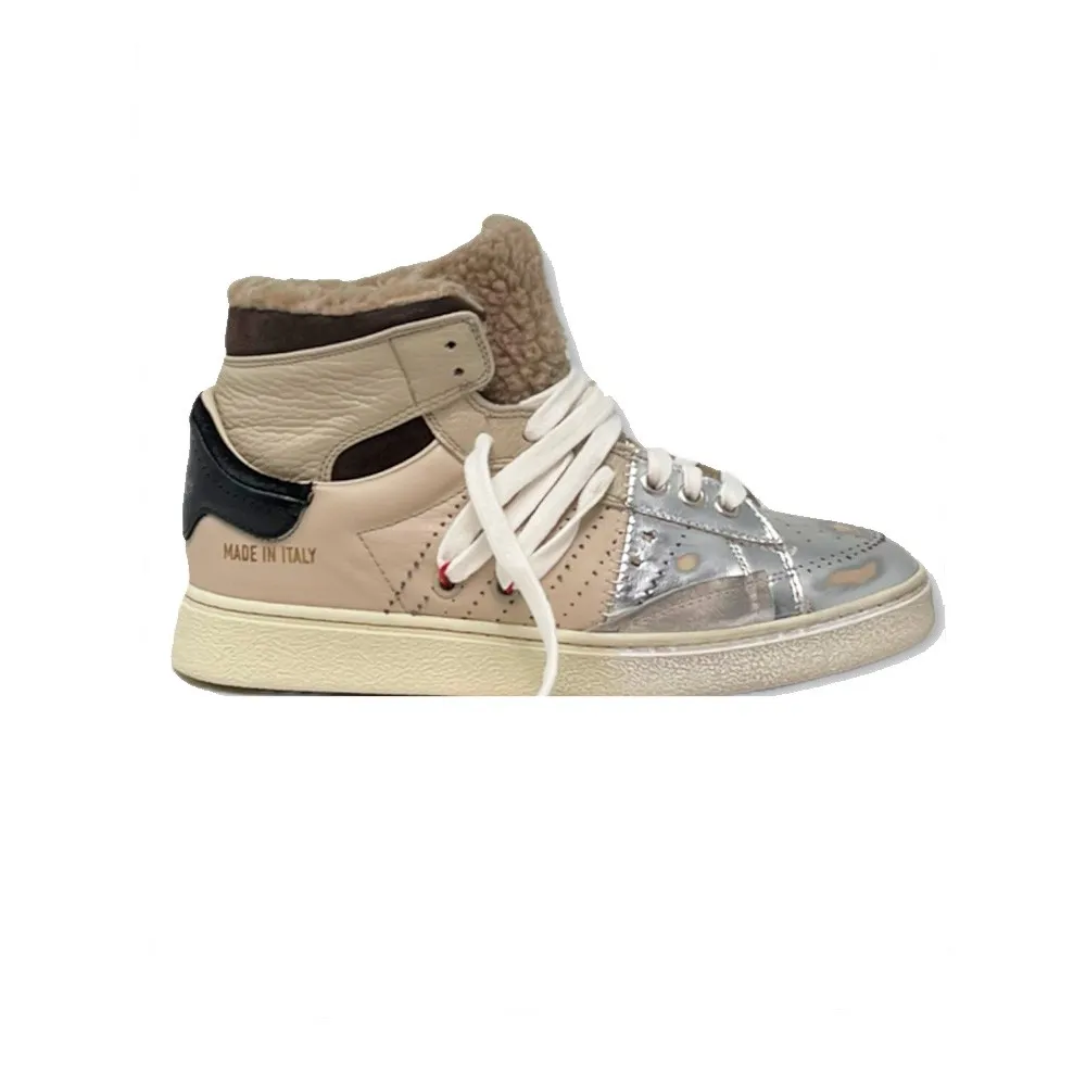 Sneakers Altas de Piel Hidnander The Cage 902 Color Plata y Marrón