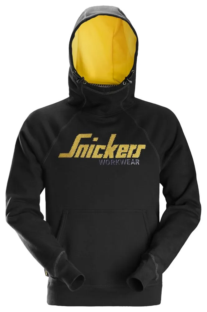 Snickers Logo, sudadera con capucha, negro/amarillo, talla XL (pecho 46