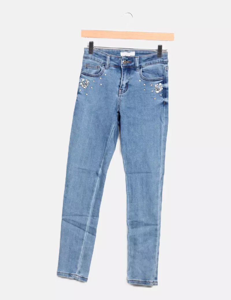 Springfield Pantalón denim abalorios