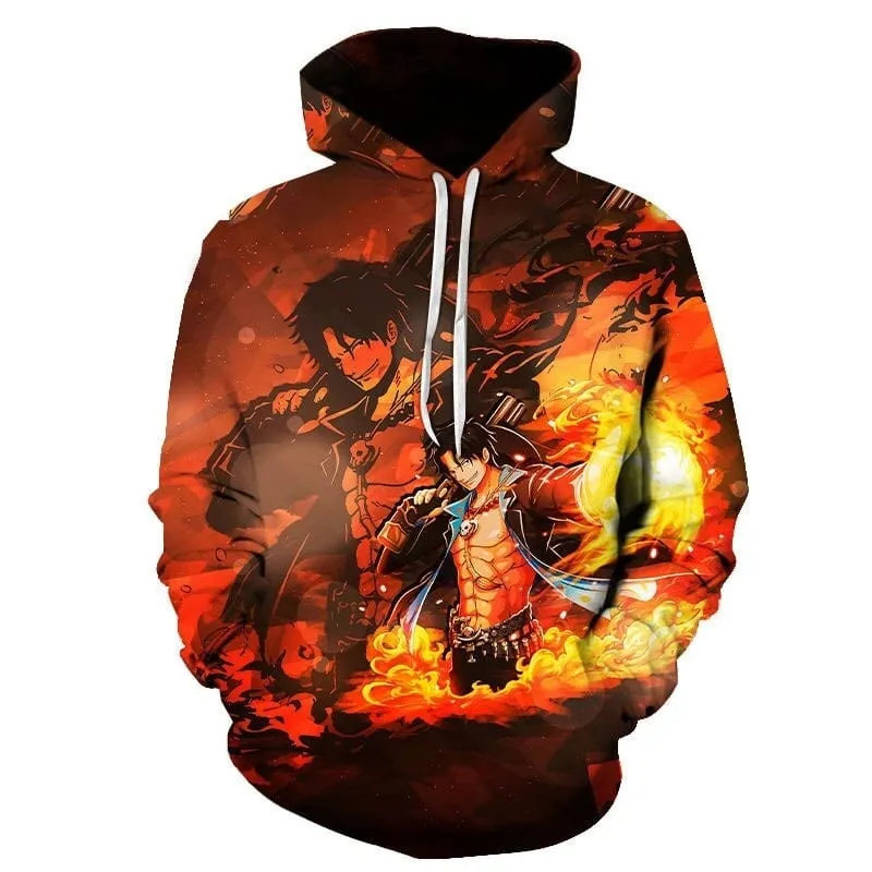 Sudadera One Piece Ace Flaming