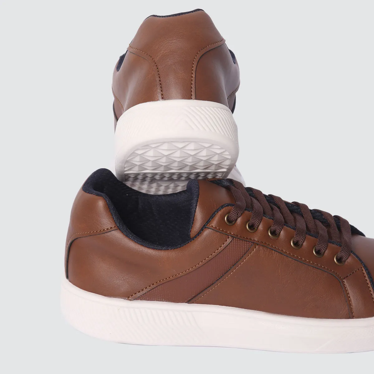 Tenis Hombre Cafe Suela Blanca