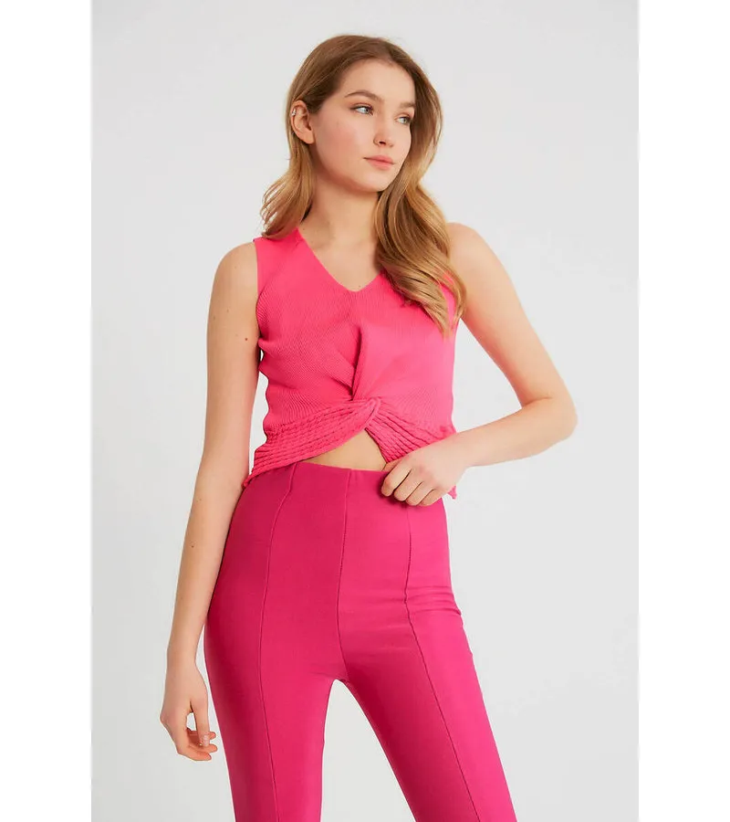 TOP ELáSTICO RIB MUJER  T93564  ROSA