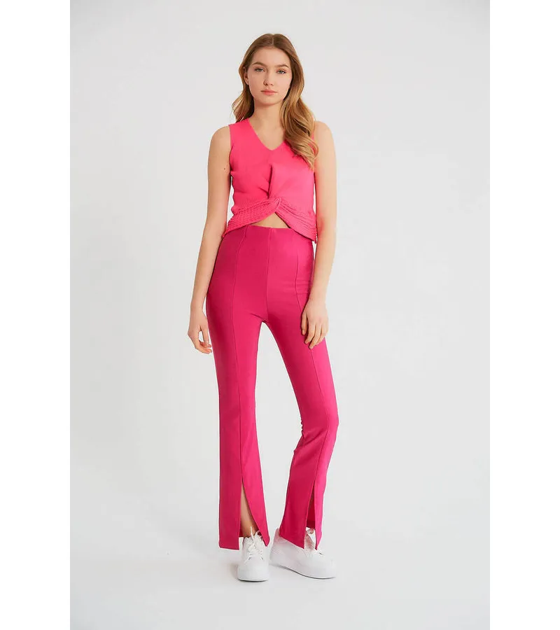 TOP ELáSTICO RIB MUJER  T93564  ROSA
