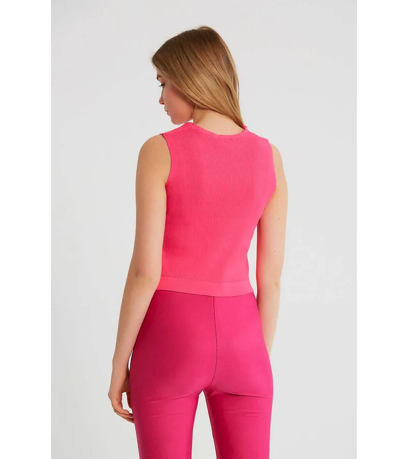 TOP ELáSTICO RIB MUJER  T93564  ROSA