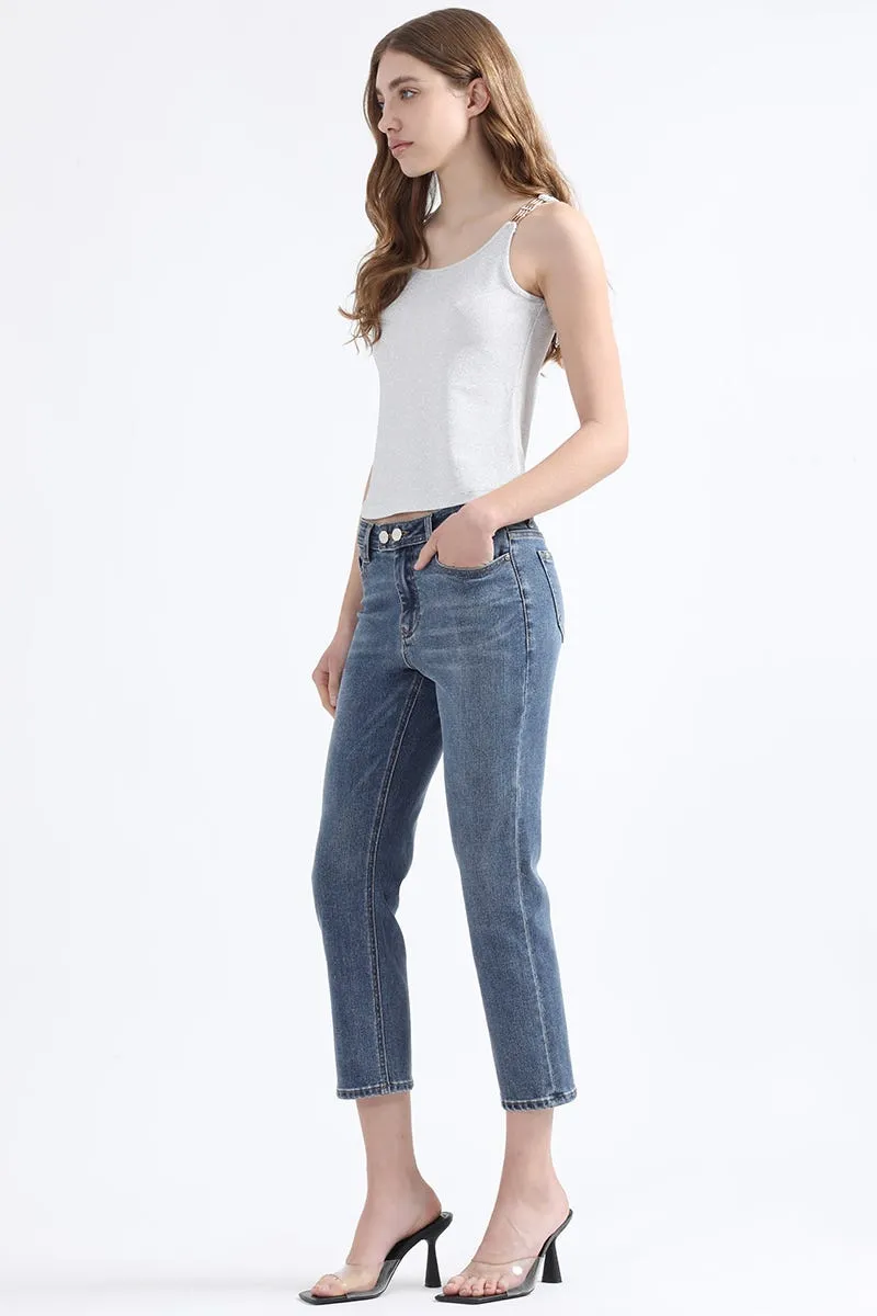 TOP LUREX, HERRAJE DE METAL EN HOMBROS, PLATEADO