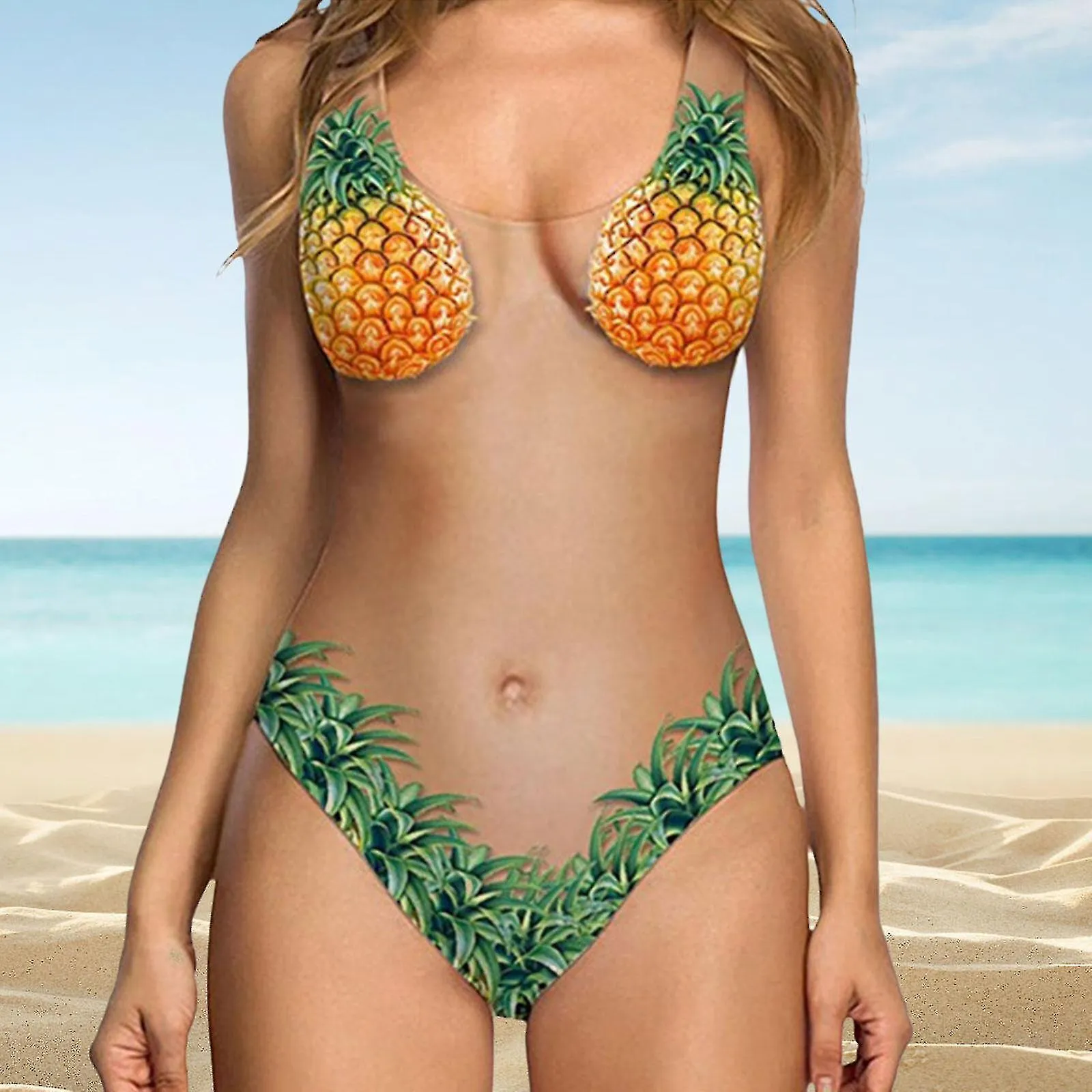 TRAJE DE BAñO DE UNA PIEZA PARA MUJER FUNNY FRUIT PRINT TRAJE DE BAñO MONOKINI TRAJES DE BAñO SXL