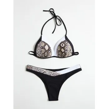Traje de baño dividido estampado Bikini de traje de baño sexy con costuras de piel de serpiente