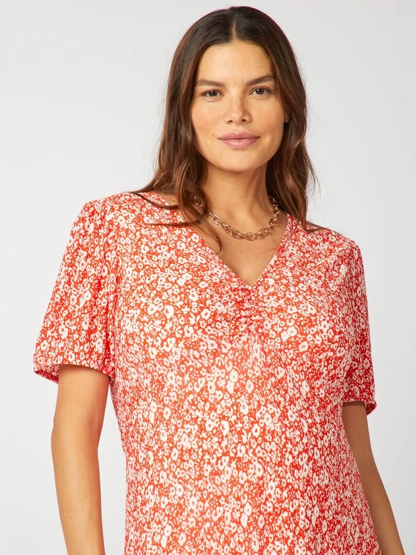 VESTIDO LARGO ESTAMPADO PREMAMá  ROJO