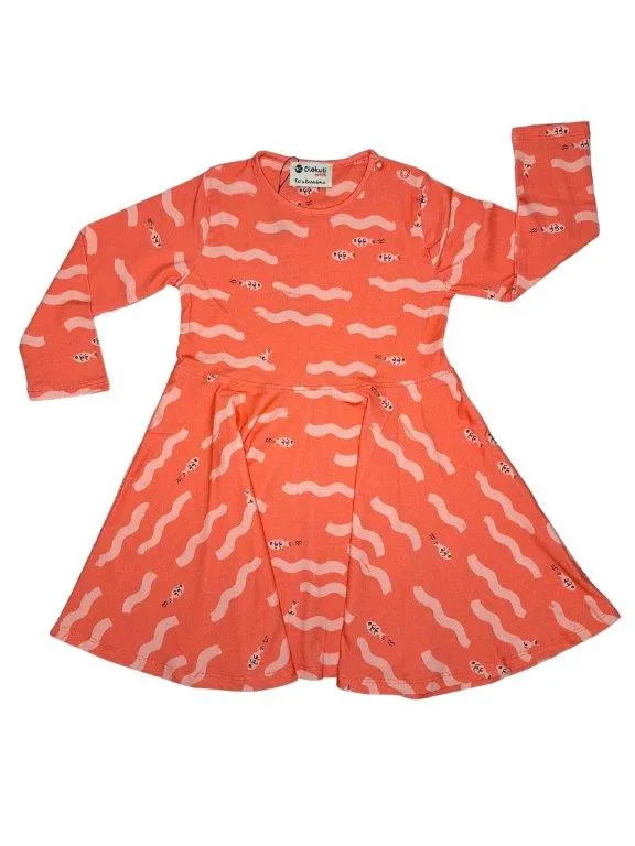 VESTIDO VUELO ROJO  OLAS