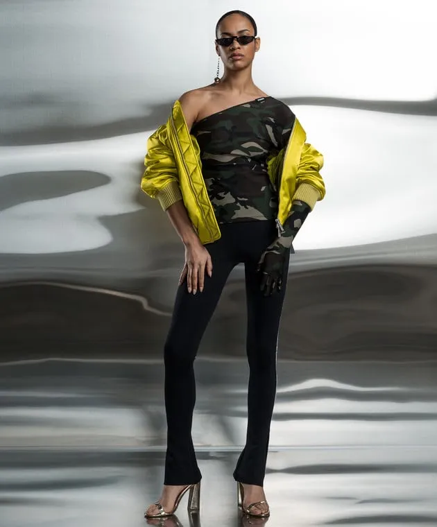 Vetements Green asymmetric top in camouflage print