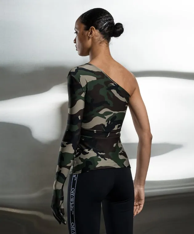 Vetements Green asymmetric top in camouflage print