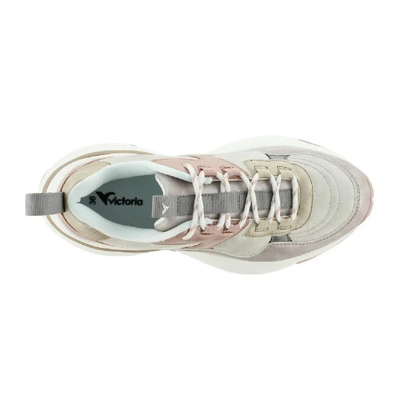 VICTORIA 147106 Blanco y nude. Deportivo plataforma mujer