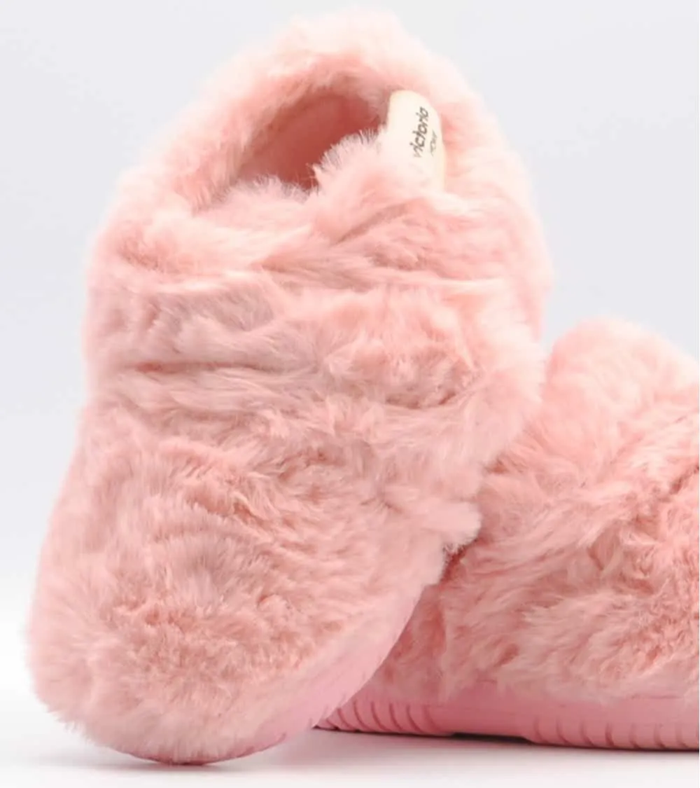 ZAPATILLAS DE CASA VICTORIA VELCRO OJALÁ PELO ROSA