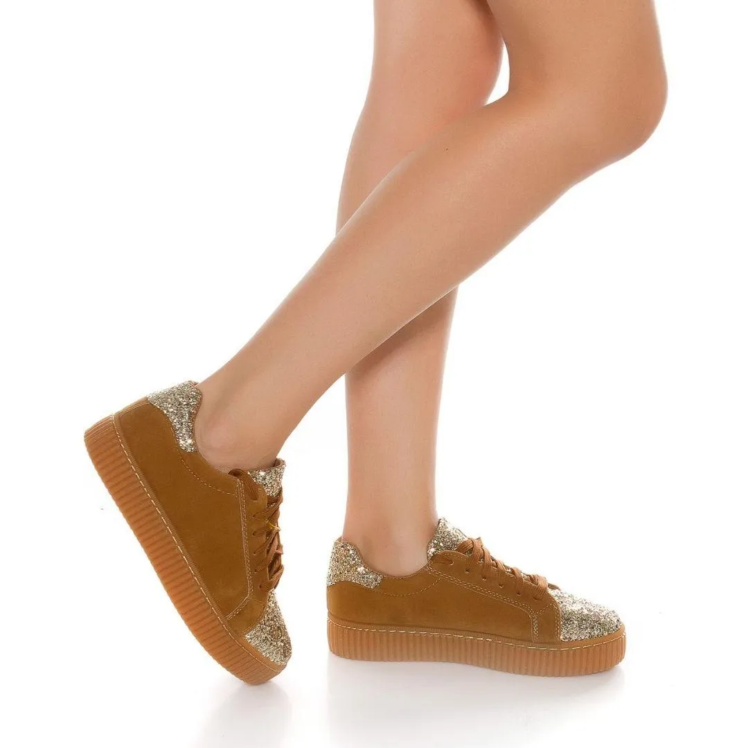 Zapatillas purpurina bronce