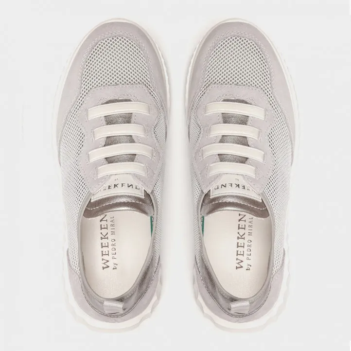 Zapatillas urban Weekend tulsa con rejilla y piel en color plata