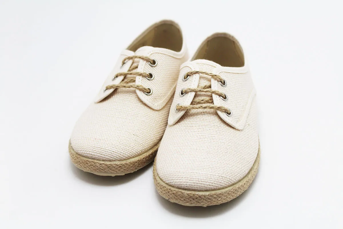 Zapato blucher cordones lino esparto niño