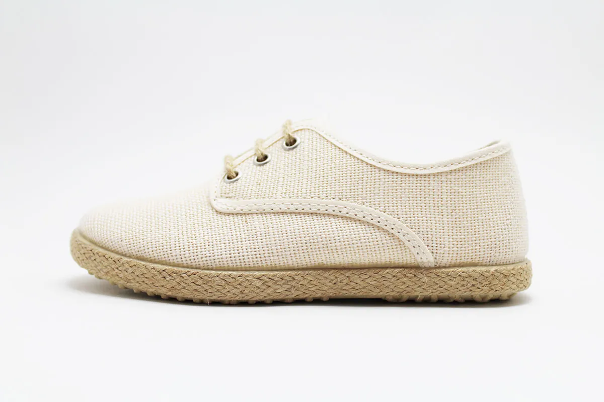 Zapato blucher cordones lino esparto niño