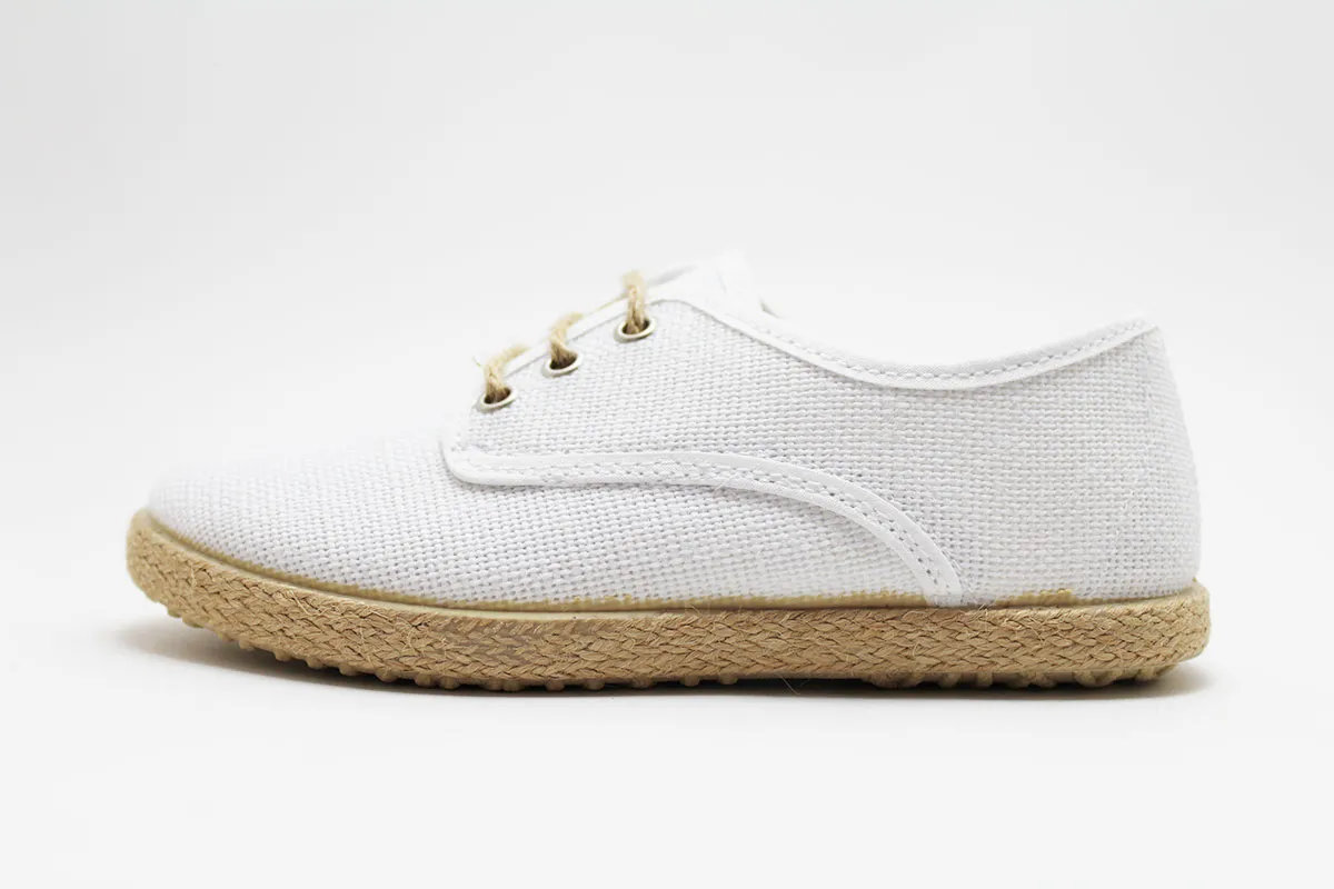Zapato blucher cordones lino esparto niño