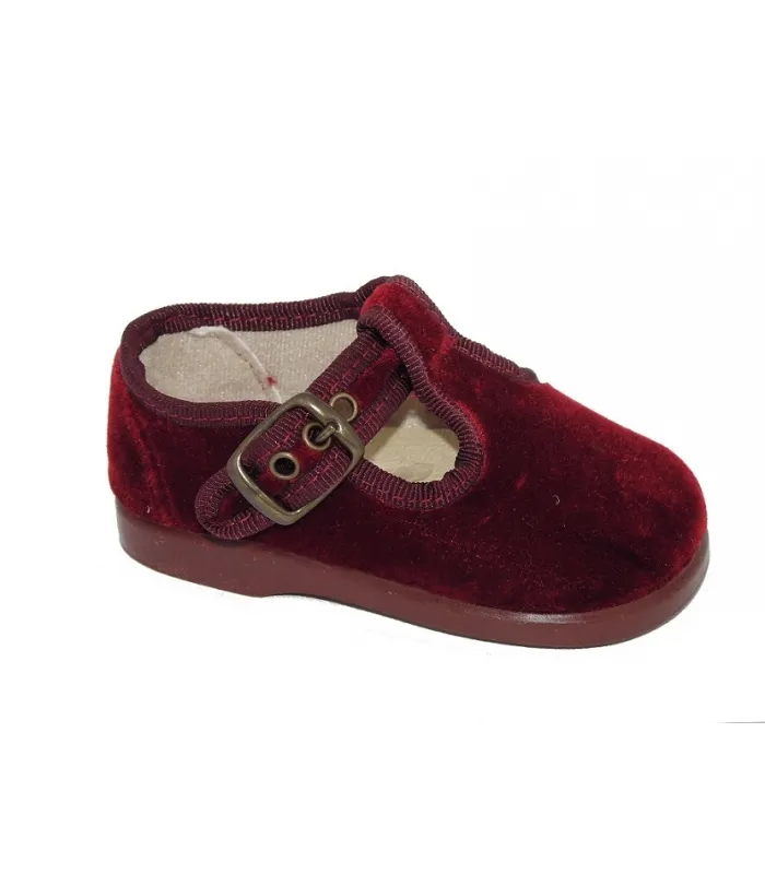 Zapato pepito terciopelo burdeos