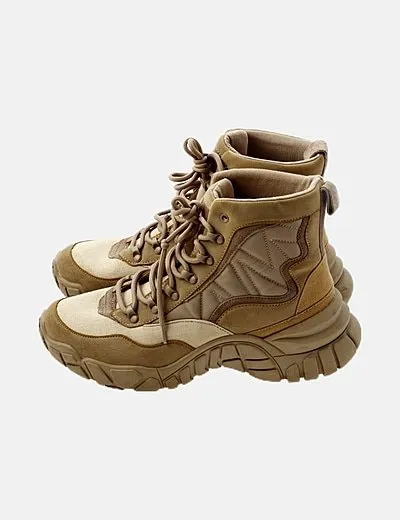 Zara Botas de monte bicolor combinadas
