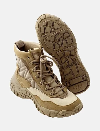 Zara Botas de monte bicolor combinadas