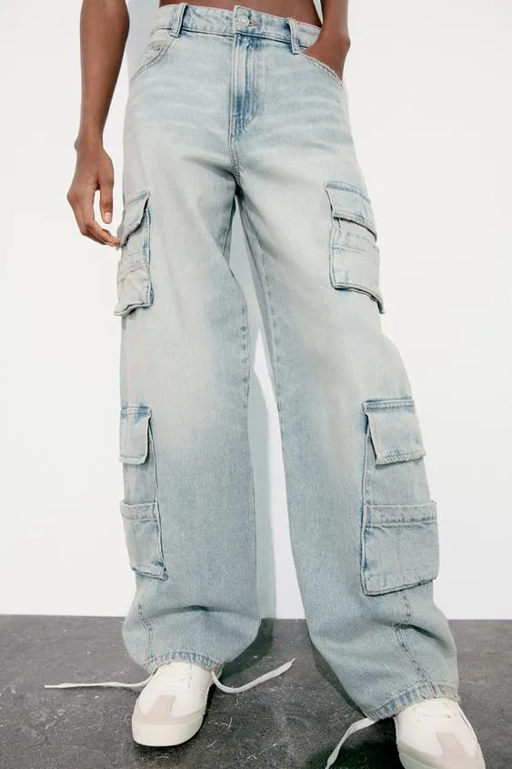 ZARA  CARGO JEANS/ MUJER