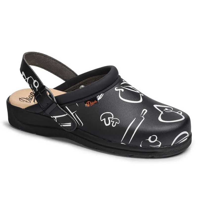 ZUECO PISA ESTAMPADO NEGRO  DIAN