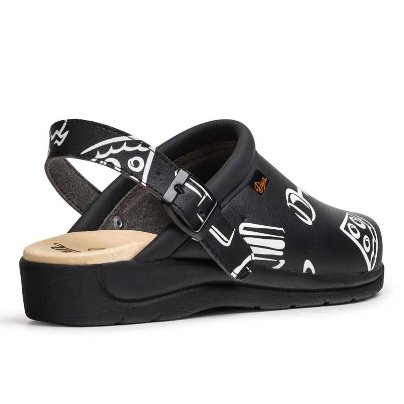 ZUECO PISA ESTAMPADO NEGRO  DIAN