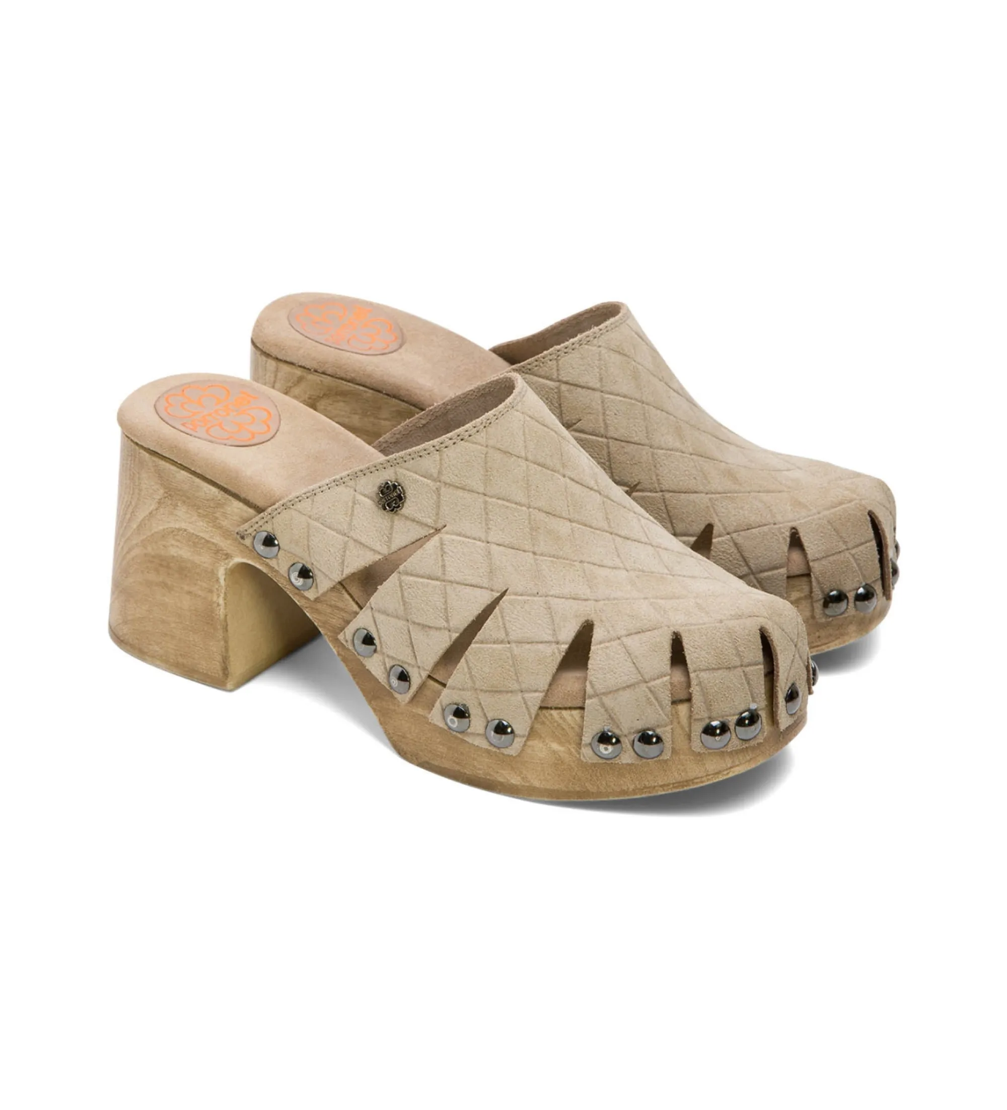 ZUECOS DE PIEL MALLA BEIGE ALTURA TACóN 8CM