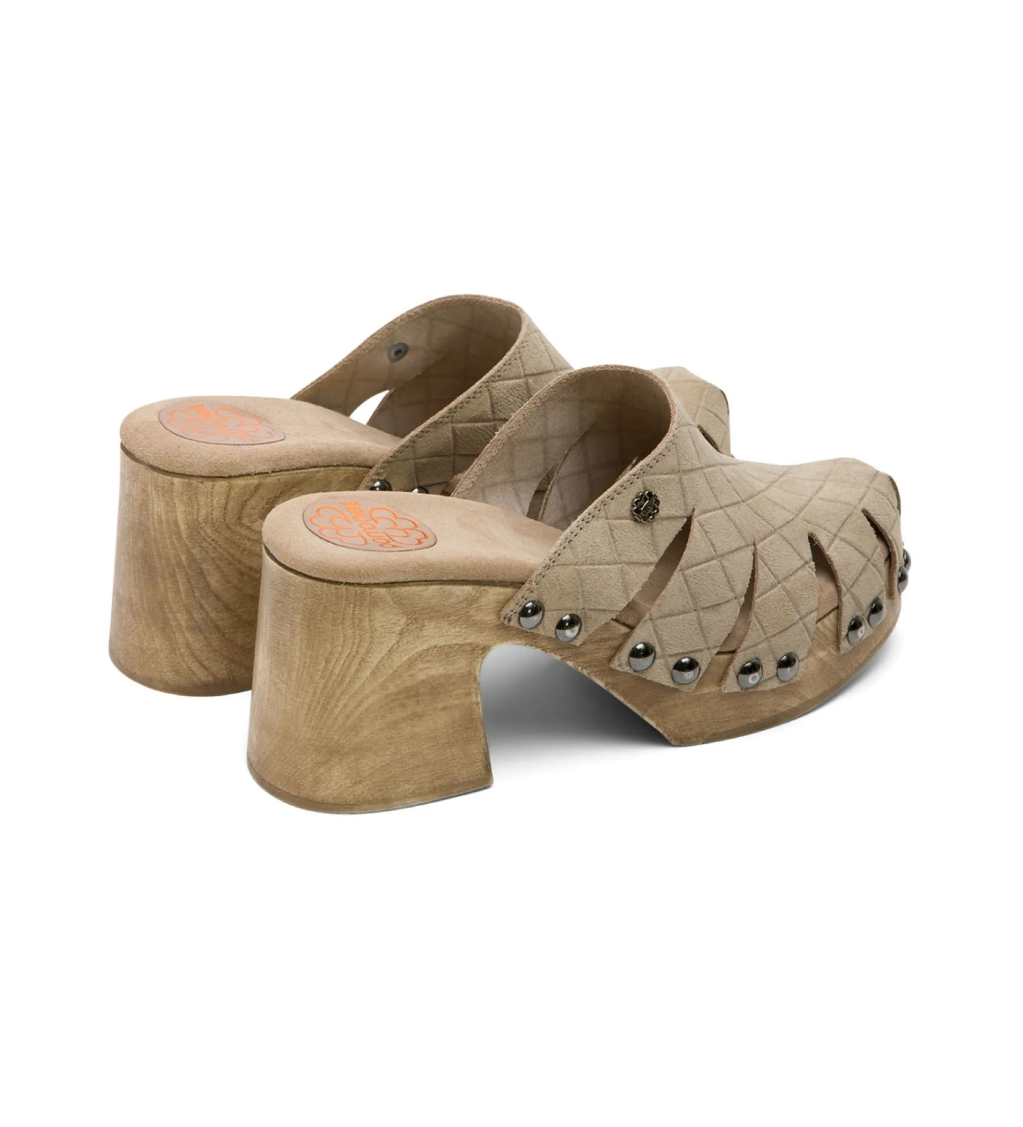 ZUECOS DE PIEL MALLA BEIGE ALTURA TACóN 8CM